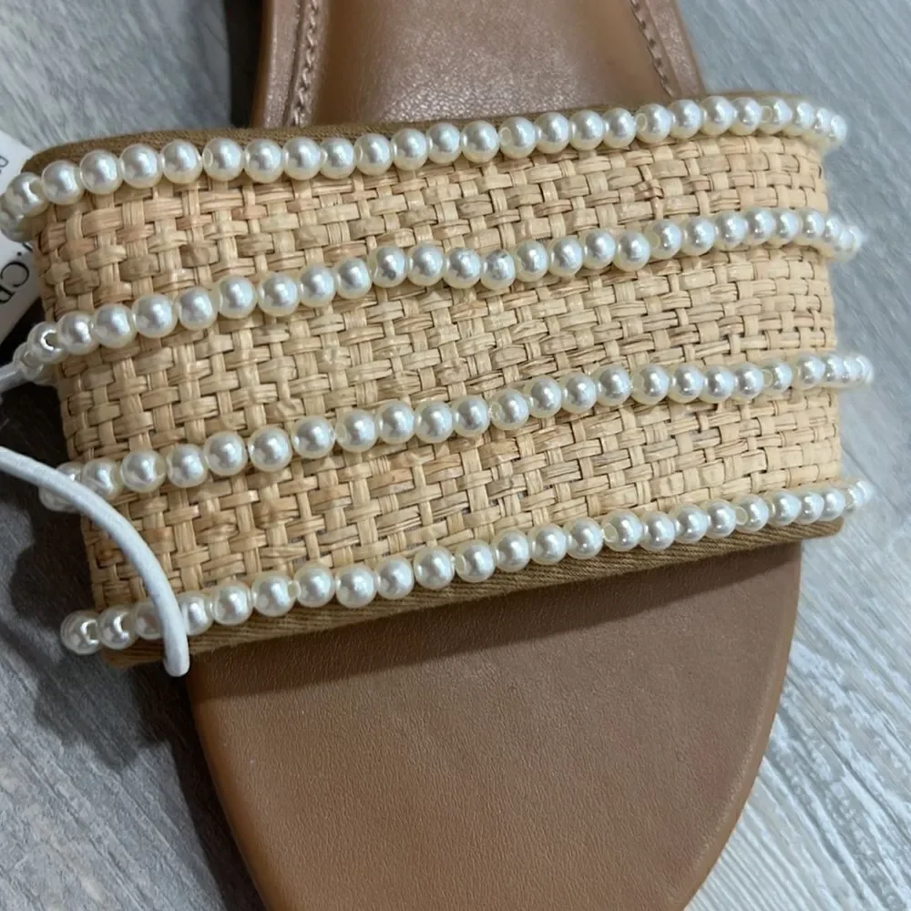 J. Crew Factory pearl slides size 10 NWT but flawed